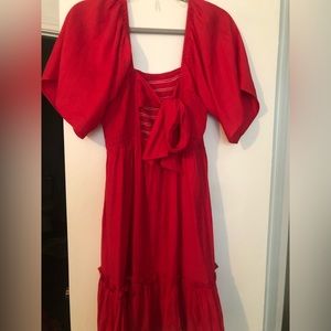 Red tie back dress